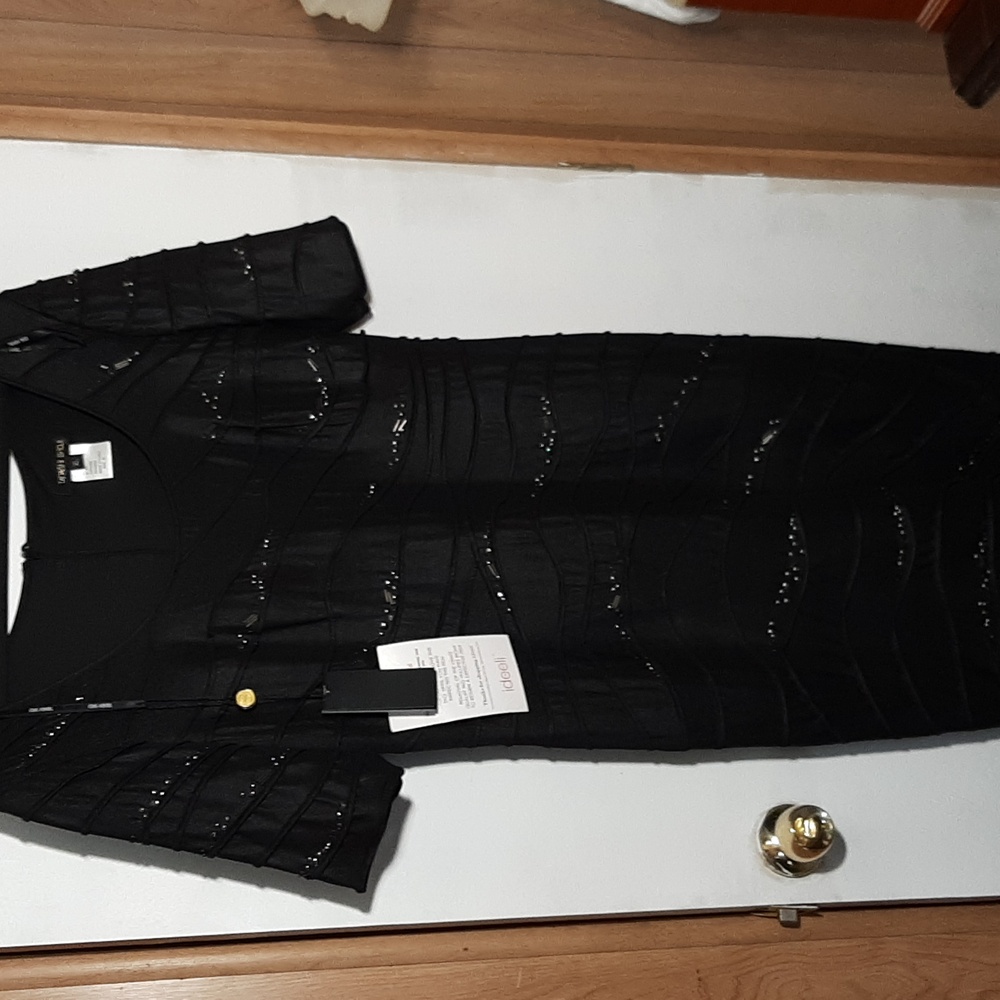 NWT Black Tadashi Shoji Women's Dress with Beaded Detail, Xl